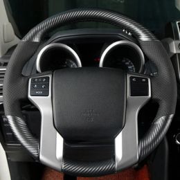 Customise DIY Carbon Fibre Leather Steering Wheel Cover For Toyota Tundra Tacoma 4Runner 2014-2019 Land Cruiser Prado 2010-2017