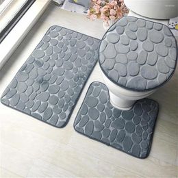 Bath Mats Polyester 1 Set Durable Shockproof Toilet Lid Cover Fadeless No Odour For Bedroom