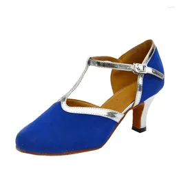 Dance Shoes Customized Heel Women's Royal Blue Closed Toe Ballroom Party Modern Latin Salsa Indoor Social Shoe