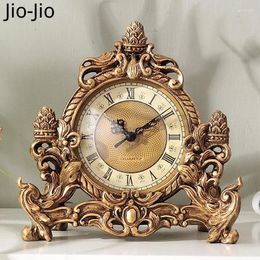 Table Clocks European Clock Vintage Retro Creative Living Room Resin Desk Ornaments Bedroom Desktop Silent