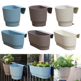 Semi Circular Wall Hanging Planters Railing Flower Plastic Pots Baskets Suitable for Balcony Fence Garden Outdoor Indoor 240320