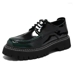 Casual Shoes Men Thick Sole Patent Leather Japan Korean Streetwear Fashion Vintage Business Man Wedding Dress