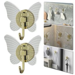 Hooks Butterfly Bathroom Wall Storage Hanger For Hanging Towels Bath Balls Sponges Shower Brush Multi-Purpose Adhesive Hook