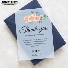 Custom Cards Sulfuric Acid Paper Thank You for Small Business Personalized Wedding Invitation Birthday Greeting Postcard 240328