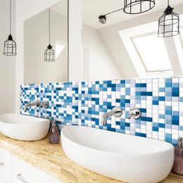 Wallpapers Self-adhesive Mosaic Waterproof And Oil-proof Wall Surface Blue White Mark Decorative Sticker