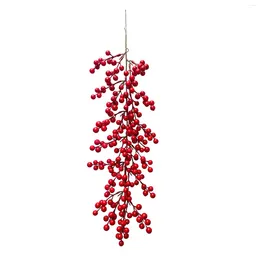 Decorative Flowers Artificial Multicolor Berries Holly Christmas Wreath Foam Fake Berry Branches Rattan Xmas Year Party Home DIY Decoration