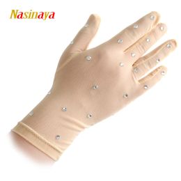 Gloves Nasinaya Figure Skating Kids Gloves Custom Adult Mesh Fabric Competition Shiny Rhinestones Protect Both Wrists