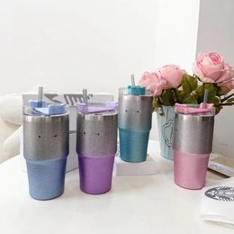 Designer Tumblers 600ml Water Cups SUS304 Stainless Steel Outdoor Car Mug With Handle Straw Vacuum