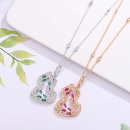 New Trendy and Fashionable Sculpture Full Diamond Vine Gourd Necklace for Women Plated with 18K Rose Gold Hollow Collar Chain for Women