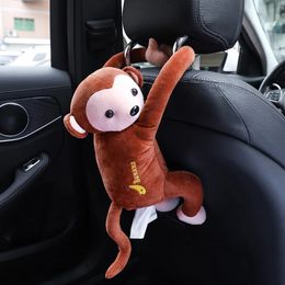 Tissue Monkey Car Hanging Paper Napkin Tissue Box Cover Holder Cute Cartoon Home Office Portable Paper Box Interior Accessories