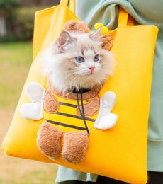 cute fashion canvas pet carrier bags cat dog crossbody bags outdoor portable foldable pet carrier packback