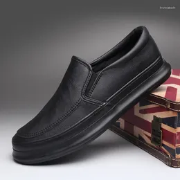 Casual Shoes 2024 Men Leather Spring Autumn Simple Style Loafers Fashion Man Slip On Cool Flat