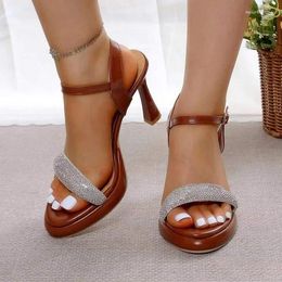 Dress Shoes Brown Waterproof Platform Fashion Sequin Women's 2024 High Heeled Sandals Outdoor Wedding