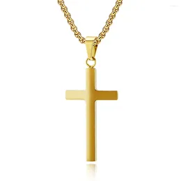 Pendant Necklaces JHSL Simple Men Cross Pendants Statement Necklace Fashion Christian Jewellery Stainless Steel Black Gold Silver Colour