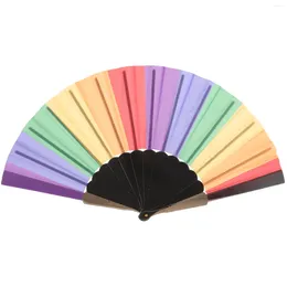 Decorative Figurines Folding Fan Rainbow Fans Colorful Hand Held Party Decoration LGBT Home Ornament