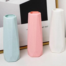 Vases Diamond Design Flower Vase Fashion Plastic Nordic Style Arrangement Modern Imitation Ceramic Pot Home Decoration