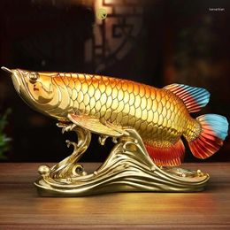 Decorative Figurines Asia Home Company SHOP BAR Club High Grade Art Good Luck Fortune Golden Dragon Fishes Arowana Brass Sculpture