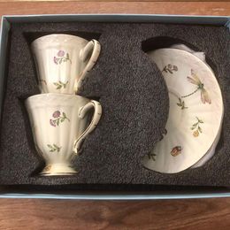 Cups Saucers Gift Box Bee Goblet Strawberry Cup Matching Set Couple Plate Pot