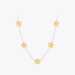 Pendant Necklaces ENFASHION Polka Dots Flower Necklace For Women's Collares Para Mujer Stainless Steel Gold Colour Jewellery P243432