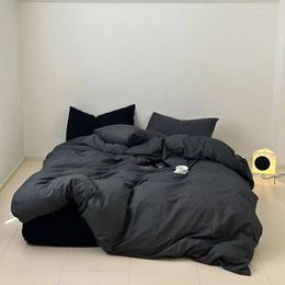 Bedding Sets Cotton Duvet Cover Dark Black 2024 Amazing S High Quality Solid Colour Quilt Set Double Bed El Home