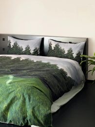 Bedding Sets Four-Piece Bed Sheet With Green Landscape Plant Flower Printing Natural Series Cotton Twill Heat Preservation Fitted 1.8M