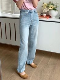 Women's Jeans Vintage Baggy Wide Leg Straight Women Retro Classic Blue Full Length Denim Pants Spring 2024