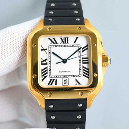 Top Carters Watch Swiss Automatic Watches Ca Square 40mm Geneva Original Rubber Band Quartz Stainless Steel Case and Bracelet Fashion Luxury Mens Sports