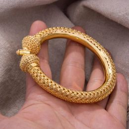 Bangles Luxury24K Bangles Top Quality Dubai Gold Color Bangles For Women Girls Wife Bride Bangles Bracelets Jewelry Gift Can Open