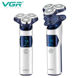 VGR 3D Pro Electric Shaver For Men Washable Beard Rotary Electric Razor Rechargeable Shaving Machine Wet Dry USB 240313