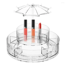 Storage Boxes Rotating Makeup Case Cosmetics Organiser Box Clear With Compartments And