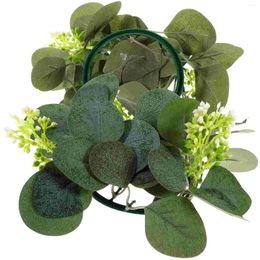 Decorative Flowers 2 Pcs Candlestick Garland Hanging Wreath Artificial Eucalyptus Ring Table Decorations Leaf Rings Wreaths Greenery Candy