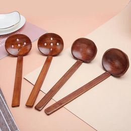 Spoons Cooking Nature Long Handle Japanese Style Wooden Colander Kitchen Utensil Tool Ramen Spoon Slotted Soup