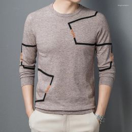 Men's Sweaters 2024 Autumn And Winter High Quality Warm Sweater Pullover Fashion Colour Contrast Knitwear Korean Style Stretch Top