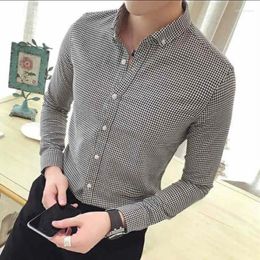 Men's Dress Shirts And Blouses For Men Black Clothing Long Sleeve Man Tops Business Plaid Asia Luxury Button Brand Designer Cotton S I