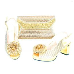 Dress Shoes Doershow High Quality African Style Ladies And Bags Set Latest Gold Italian Bag For Party HRT1-15