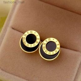 Designer Earrings For Women Gold Colour Top Quality Women Fashion Jewellery Stud Titanium Steel Drop Black Oil Love Luxury Earring For Lady Party Gifts
