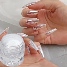 Nail Glitter 3g/Bottle Moonlight White Magnetic Powder Silver Mirror Chrome Pigment Dust Metallic Effect For Manicure Decoration