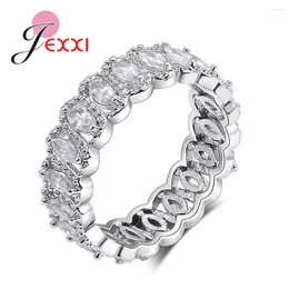 Cluster Rings High-Grade Solid 925 Sterling Silver Wide Band Fashion Engagement Bague For Women Female Year Christmas Gift