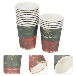 Disposable Cups Straws Coffee Office Paper Cream Christmas Water Holder Thicken Drinking Glasses