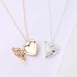 Pendant Necklaces S2188 Fashion Jewelry Hollowed Heart Openable Locket Po Box Necklace Sweater