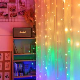 LED Strings 3x3M Rainbow Garland Window Curtain Fairy String Light Wedding Party Home Garden Bedroom IndoorChristmas New year Decoration YQ240401