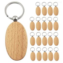 Keychains 20Pcs Blank Wooden Key Chain Diy Wood Tags Gifts Yellow Oval