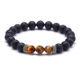 Beaded Tiger Eye Stone Cut Mti-Color Bracelet Volcanic Energy Crystal Jewellery Drop Delivery Otecl
