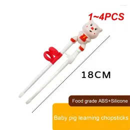 Chopsticks 1-4PCS Baby Learning Training Cartoon Animal Beginner Chopstick Tableware Kids Eating Helper Tools