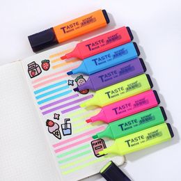 468 Pcsset Pastel Flat Single Head Light Colour Oblique Drawing Highlighters Fluorescent Pen Markers for School Supplies 240320