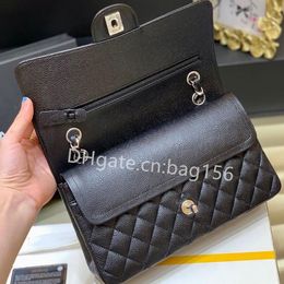10A Designer bag Chain Bag Mirror quality Jumbo Double Flap Bag Luxury Purse 23cm 25CM 30cm Real Leather Caviar Lambskin Classic All Black Purse Quilted tote Handbag