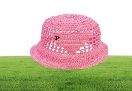 Summer Straw Fisherman Caps Hand Woven Cap Outdoor Streetwear Straw Hat Unisex Holiday Travel Hats Embroidered Letter Designer Cap9835001