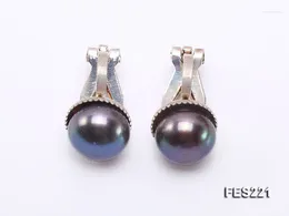 Backs Earrings Unique Pearls Jewellery 8mm Black Flat Cultured Freshwater Pearl