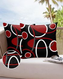 Pillow Case Red Black Geometric Abstract Lines Waterproof Pillowcase Home Sofa Office Throw Car Cushion Cover Decor