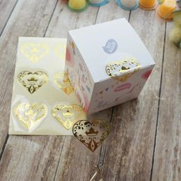 Party Decoration 15 Sheets Gold Heart PVC Transparent Sticker DIY Gift Packing Sealing Label Tag